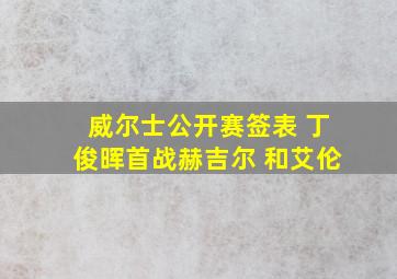 威尔士公开赛签表 丁俊晖首战赫吉尔 和艾伦